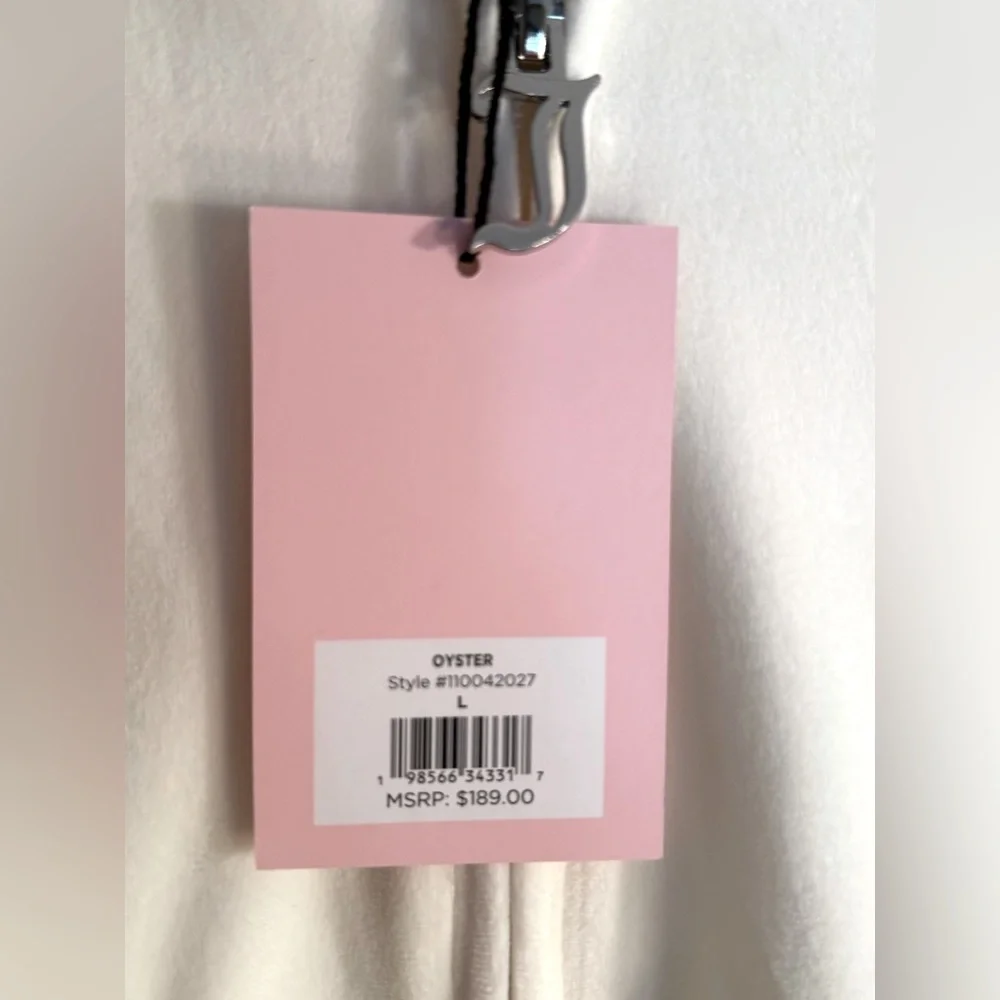 Juicy Couture NWT Sz L White Cream Velour Zipper Hoodie & Shorts Set (0664) - Picture 6 of 7